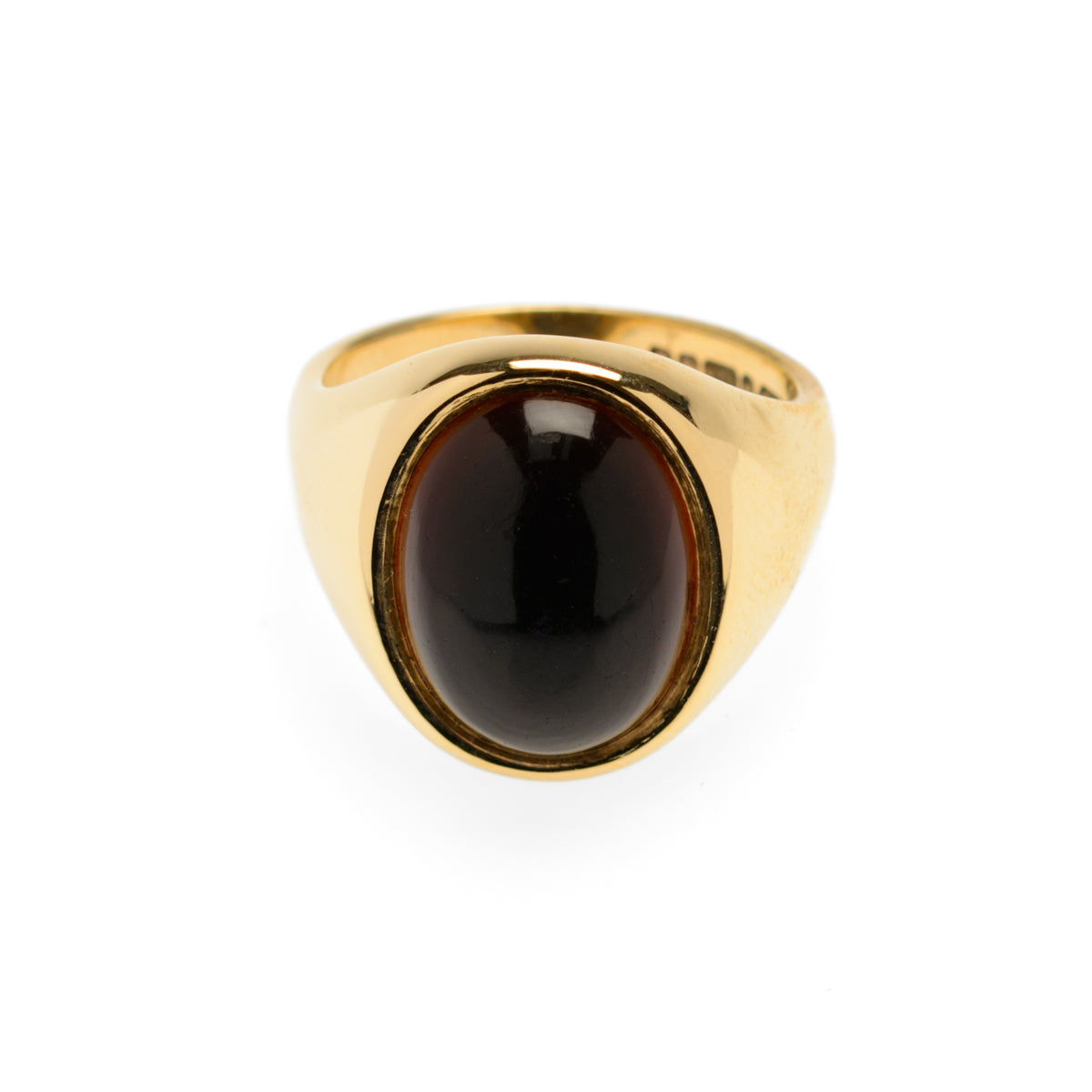 Vintage Men's 9ct Gold & Dark Blood Carnelian Chunky Signet Ring Size Q (Code A875)