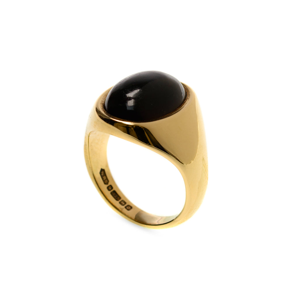 Vintage Men's 9ct Gold & Dark Blood Carnelian Chunky Signet Ring Size Q (Code A875)