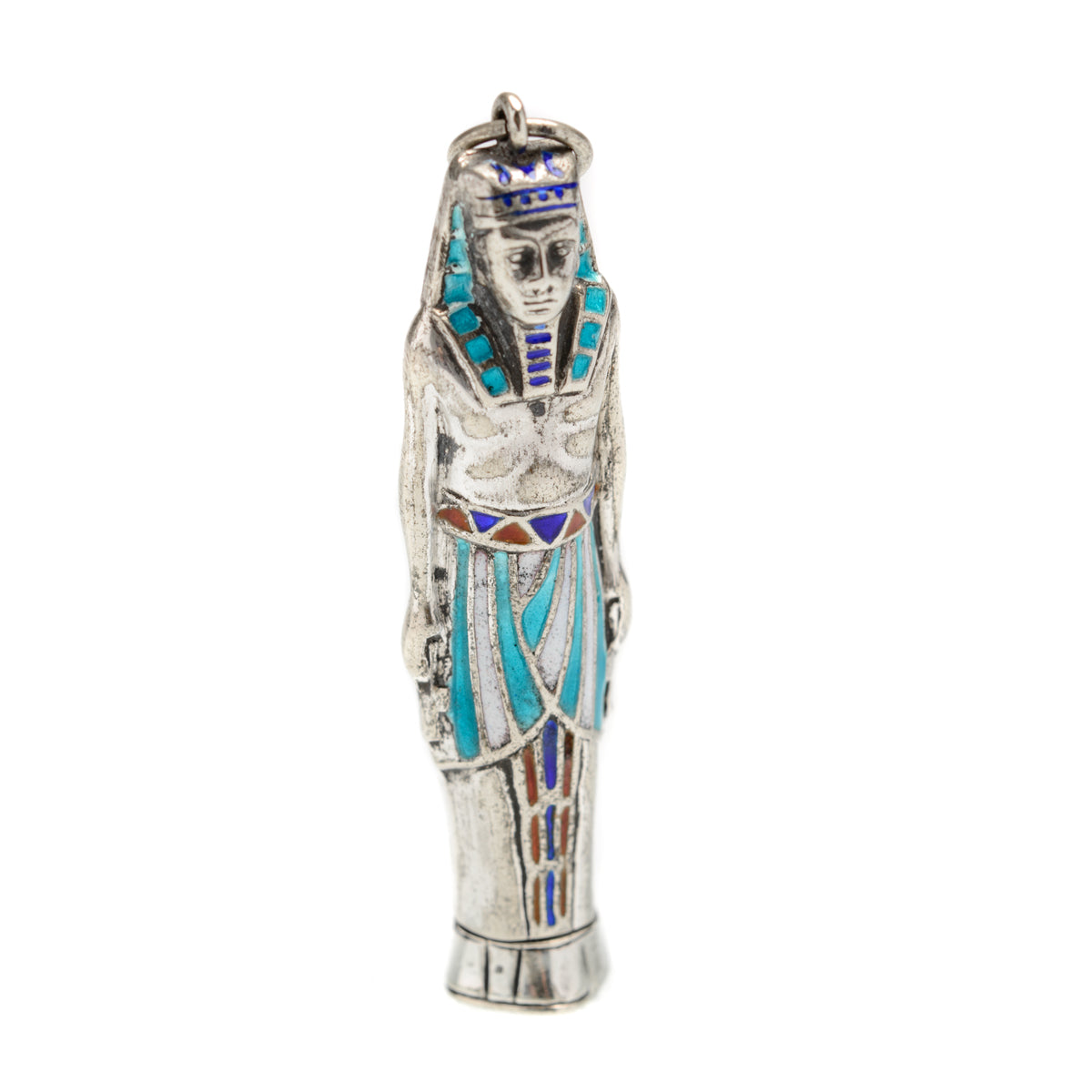 Art Deco Egyptian Revival Silver & Enamel Novelty Propelling Pencil Pendant/Fob (Code A893)