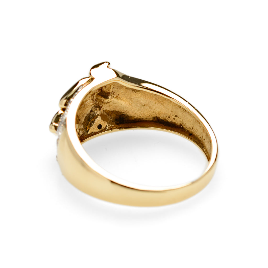 Beautiful 9ct Gold Ring With Panther Head & Diamonds Birmingham Hallmark Size P  (Code A903)