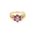 Vintage 9ct Gold Diamond & Ruby Cluster Engagement Ring Hallmarked 1976  (Code A920)
