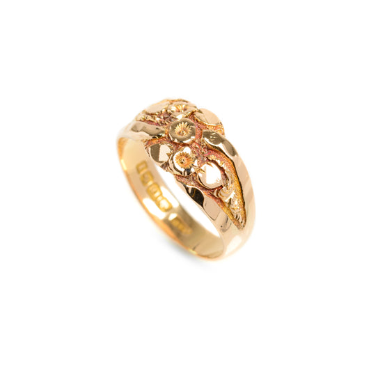 Antique 18ct Solid Gold Ring Floral Design Birmingham Hallmark 1910 by KBSP UK Size P1/2 (Code A977)