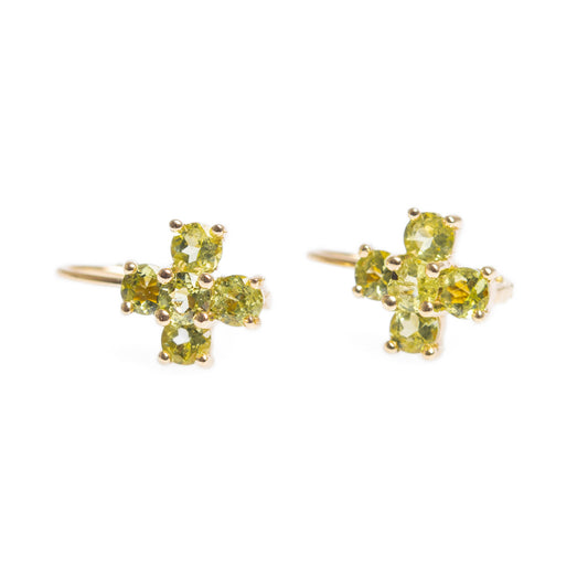 Pair 10ct Gold Mexico Domino/Dice Logo Earrings With Peridot Gemstones For Pierced Ears (Code A978)